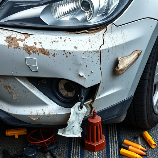 damaged car bumper