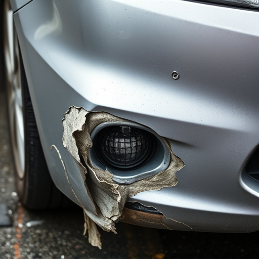 damaged car bumper