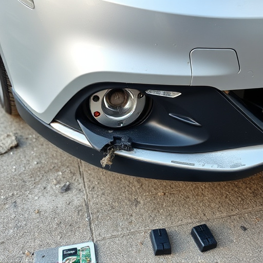 damaged car bumper