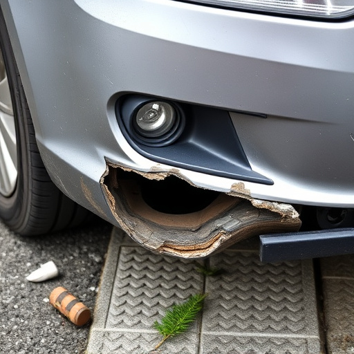damaged car bumper