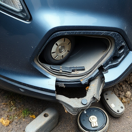 damaged car bumper