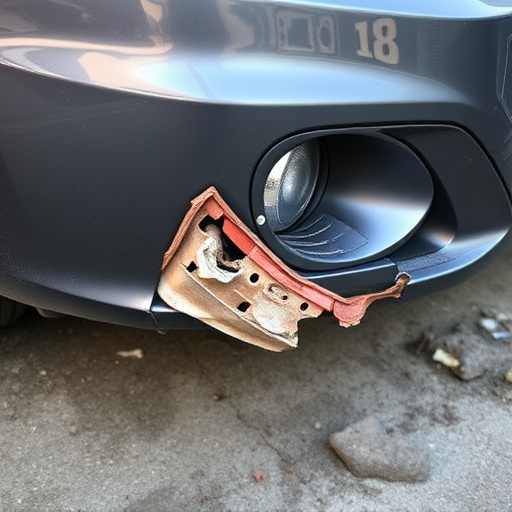 damaged car bumper
