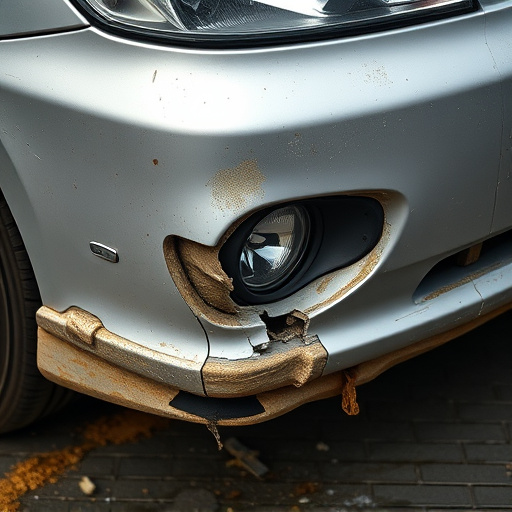 damaged car bumper