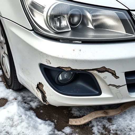 damaged car bumper