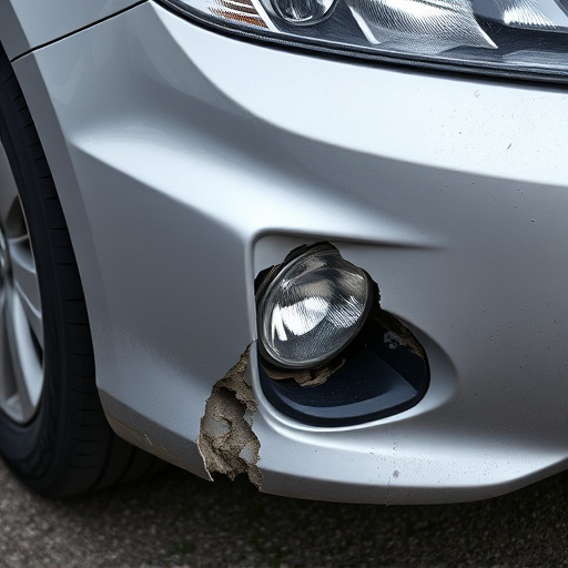 damaged car bumper