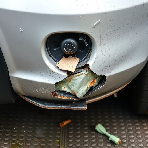 damaged car bumper