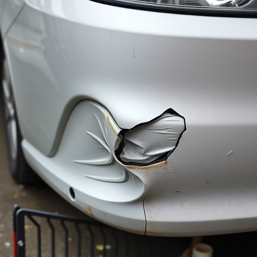 damaged car bumper