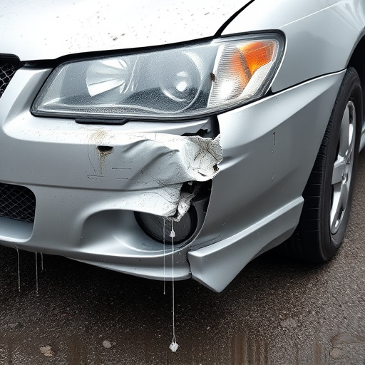 damaged car bumper
