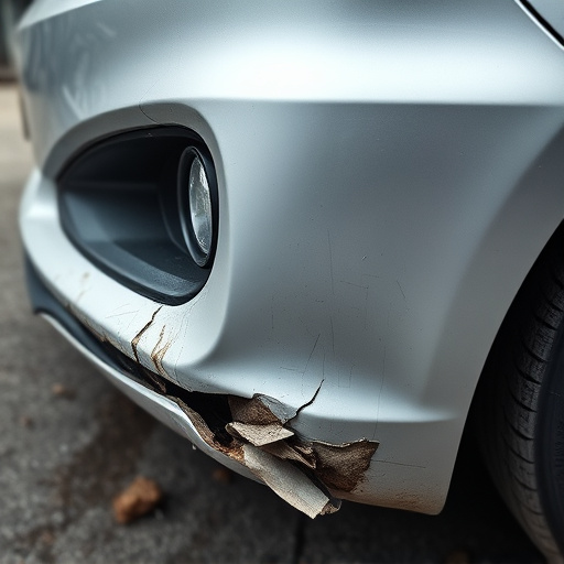 damaged car bumper