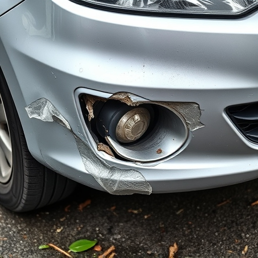 damaged car bumper