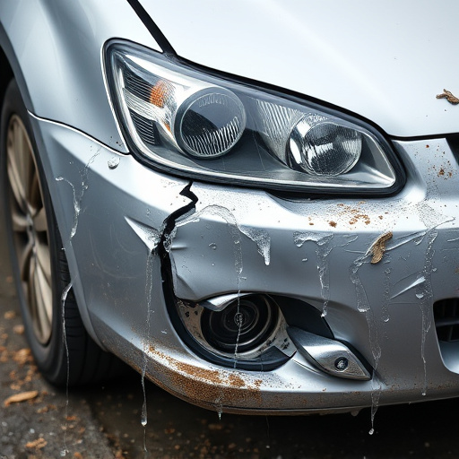 damaged car bumper