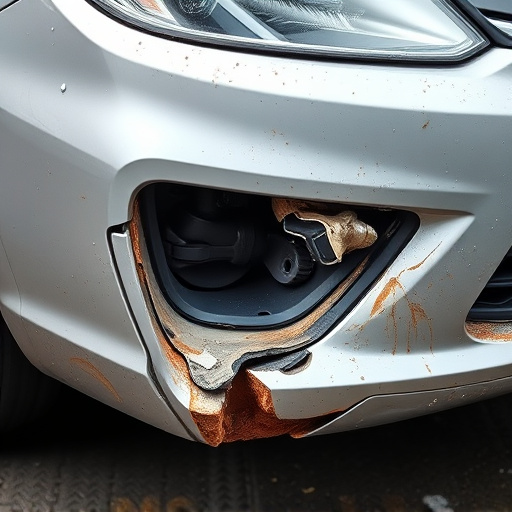 damaged car bumper