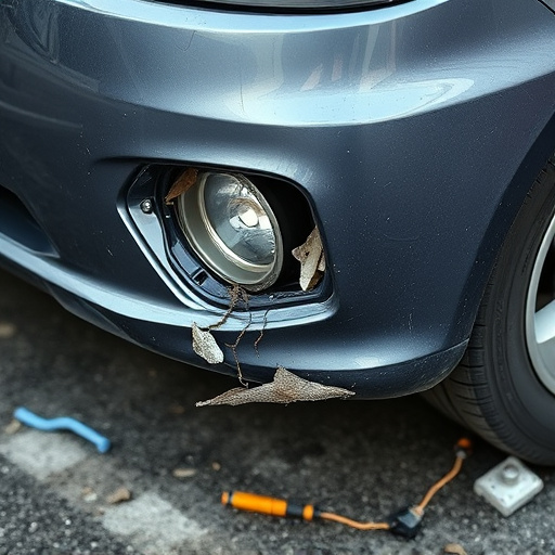 damaged car bumper