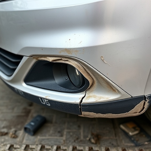 damaged car bumper