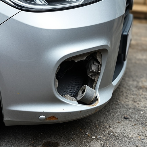 damaged car bumper