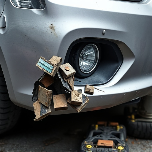 damaged car bumper