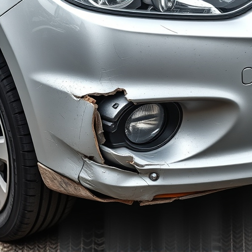 damaged car bumper