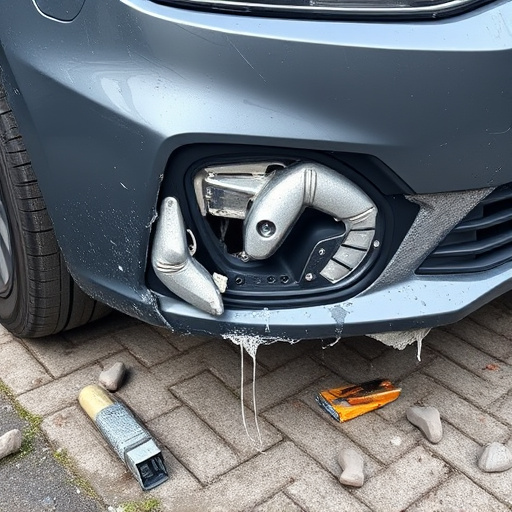 damaged car bumper
