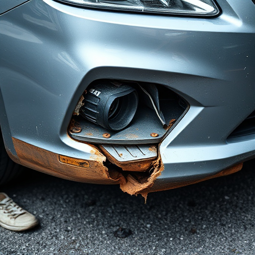 damaged car bumper