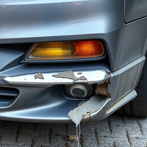 damaged car bumper
