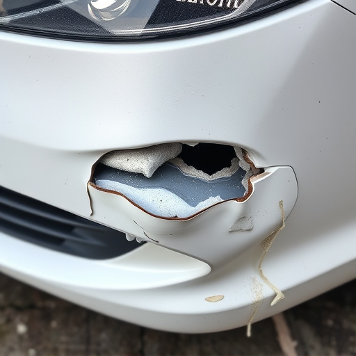 damaged car bumper