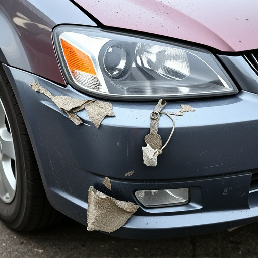 damaged car bumper