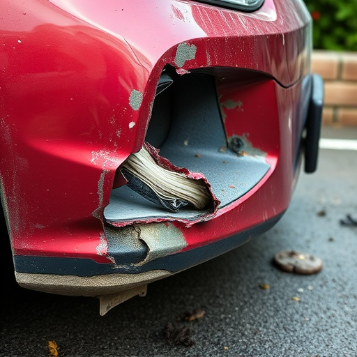 damaged car bumper
