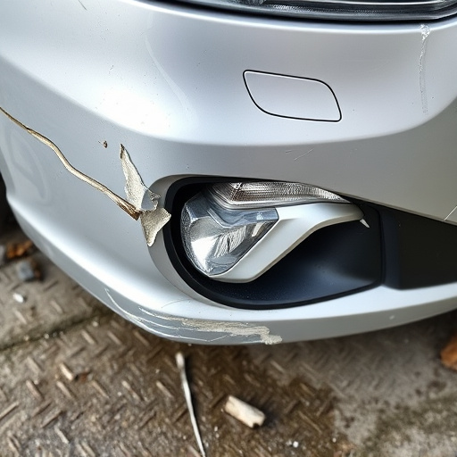 damaged car bumper