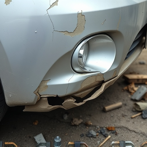 damaged car bumper