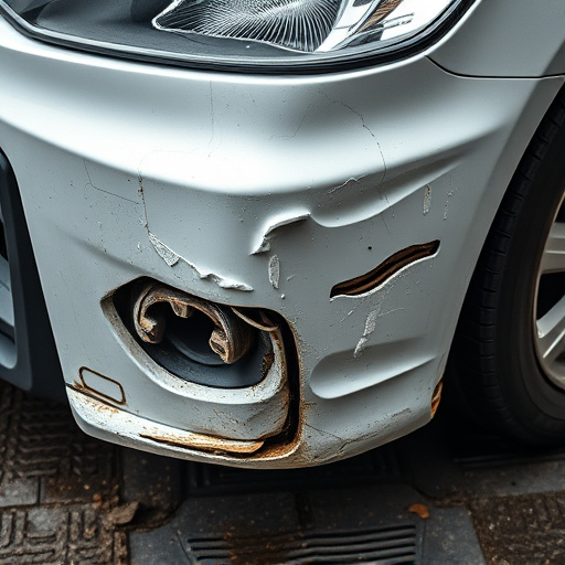 damaged car bumper