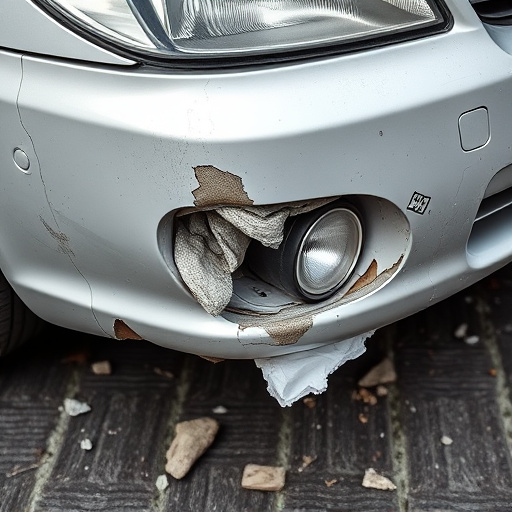damaged car bumper
