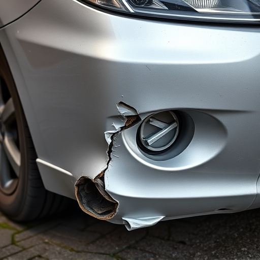 damaged car bumper