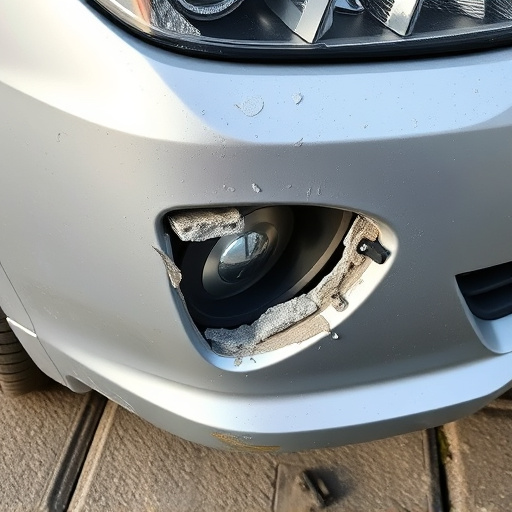 damaged car bumper