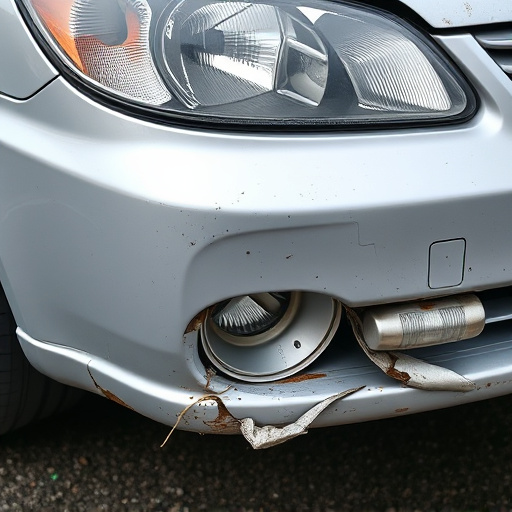 damaged car bumper