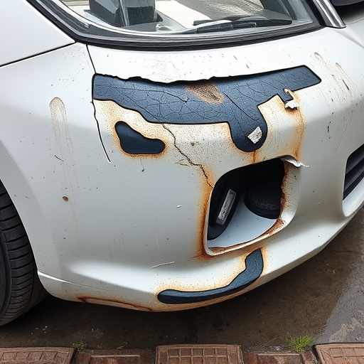 damaged car bumper