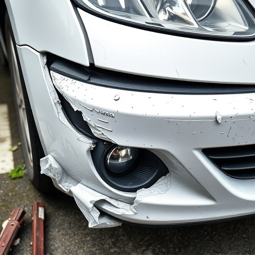 damaged car bumper