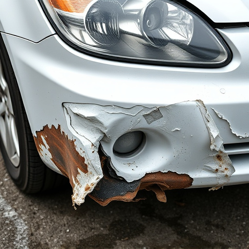 damaged car bumper
