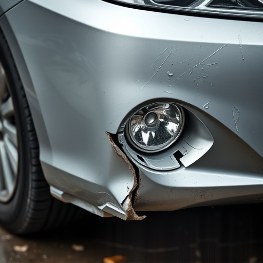 damaged car bumper