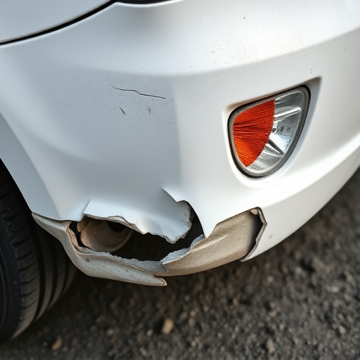 damaged car bumper