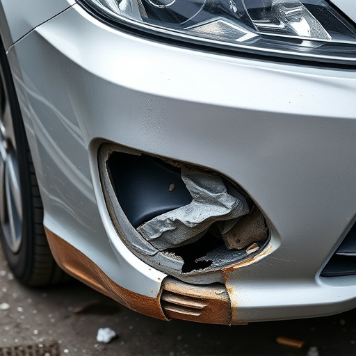 damaged car bumper