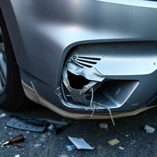 damaged car bumper