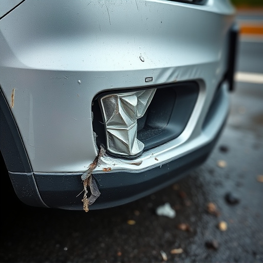 damaged car bumper