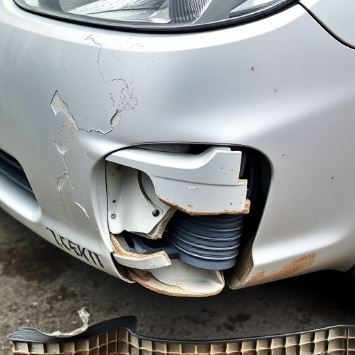 damaged car bumper