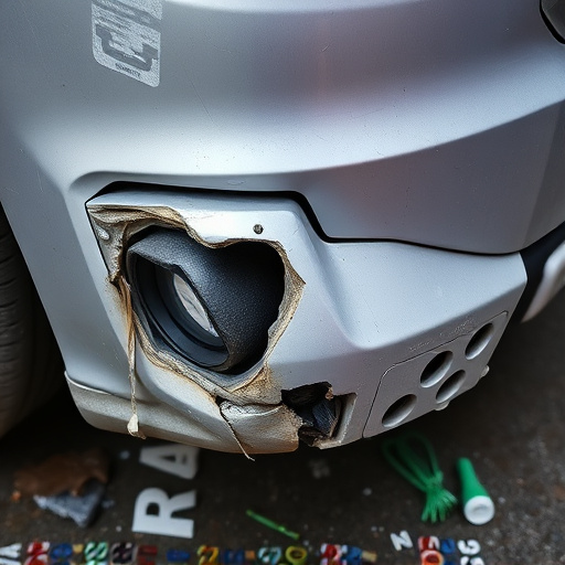 damaged car bumper
