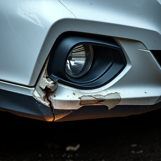 damaged car bumper