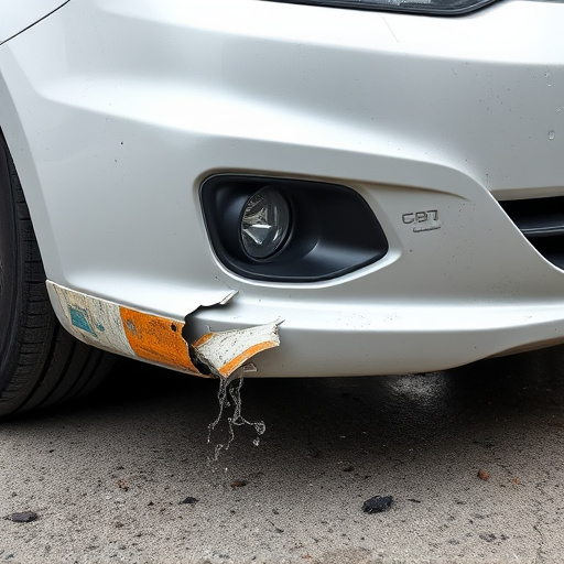 damaged car bumper