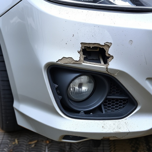 damaged car bumper