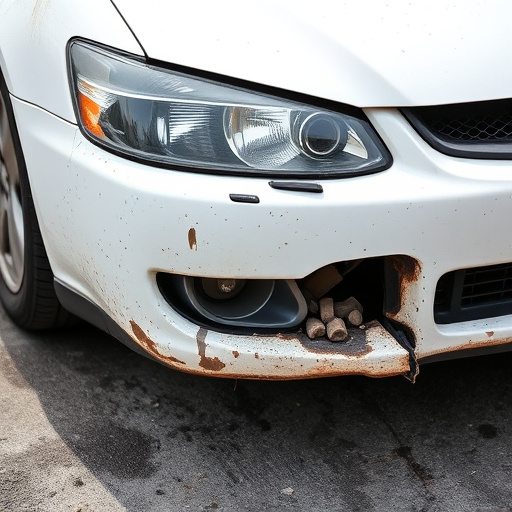 damaged car bumper
