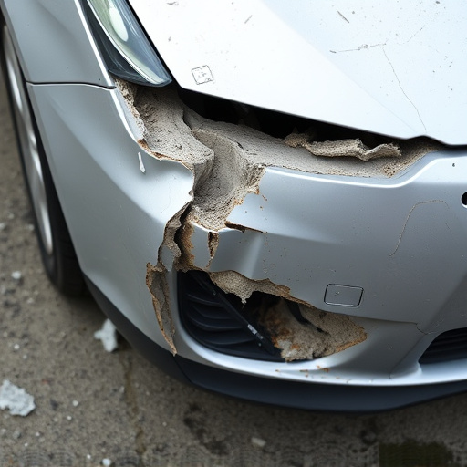 damaged car bumper