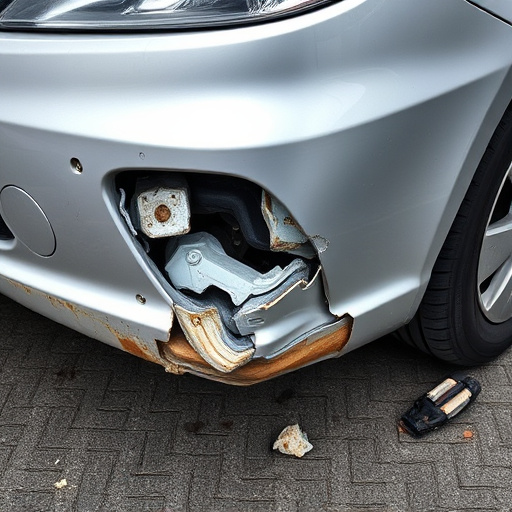 damaged car bumper